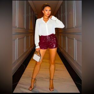 Hot Trend Burgundy sequin shorts!